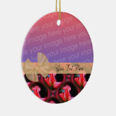 Roze Roses Floral Ribbon Foto Ornament (Rechts)