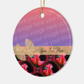 Roze Roses Floral Ribbon Foto Ornament (Links)