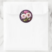 Roze Roses Floral Ronde Sticker (Tas)