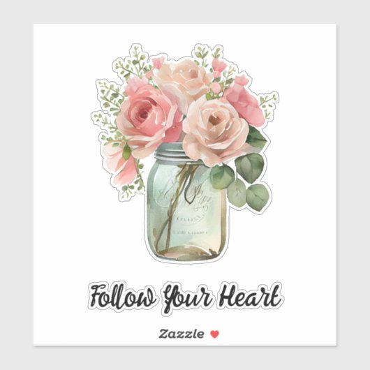 Roze Roses Floral Sticker (Vel)