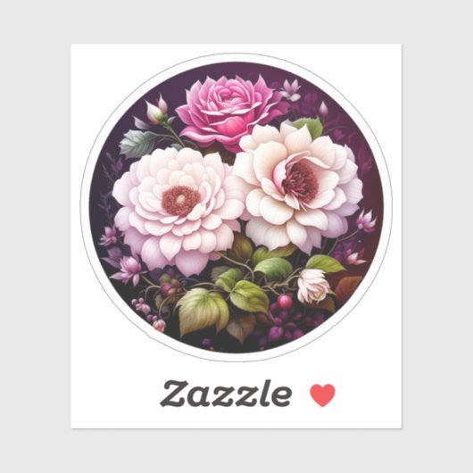 Roze Roses Floral Sticker (Vel)