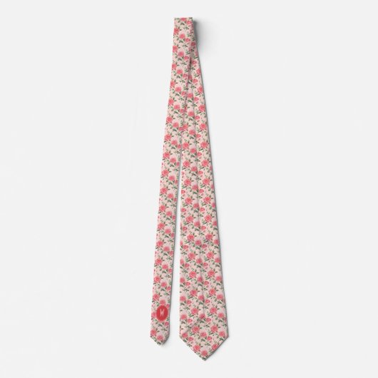 Roze Roses Floral Stropdas (Achterkant)