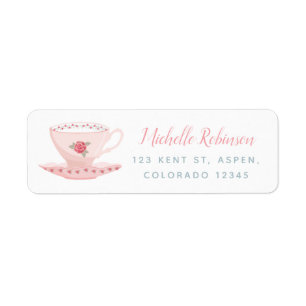Roze Roses Floral Tea Party Etiket