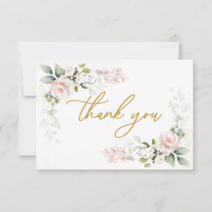 Roze Roses Foliage Baby shower Dank je wel Bedankkaart