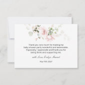 Roze Roses Foliage Baby shower Dank je wel Bedankkaart (Achterkant)
