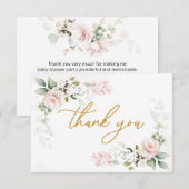 Roze Roses Foliage Baby shower Dank je wel Bedankkaart (Voorkant / Achterkant)