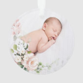 Roze Roses Foliage Cross Baptism Fotoornament Ornament (achterkant)