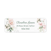 Roze Roses Foliage Return Address Etiket (Voorkant)