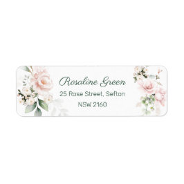 Roze Roses Foliage Return Address Etiket