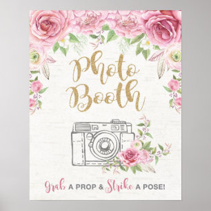 Roze Roses Foto Booth Prop Floral Wedding Decor Poster