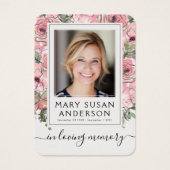 Roze Roses Foto Funeral Memorial Poem Kaart (Voorkant)