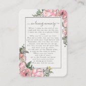 Roze Roses Foto Funeral Memorial Poem Kaart Visitekaartje (Voorkant)