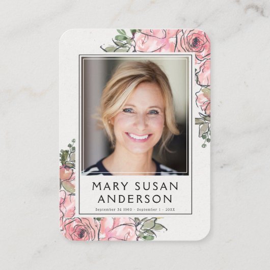 Roze Roses Foto Funeral Memorial Poem Kaart Visitekaartje (Achterkant)