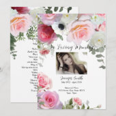 Roze Roses Funeral Announcement/Uitnodiging Kaart (Voorkant / Achterkant)