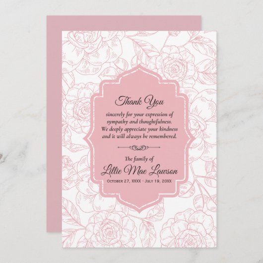 Roze Roses Funeral Memorial (Voorkant / Achterkant)