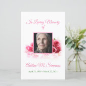 Roze Roses Funeral Memorial Card | 5,5 x 8,5 inch (Staand voorkant)