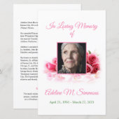 Roze Roses Funeral Memorial Card | 5,5 x 8,5 inch (Voorkant / Achterkant)
