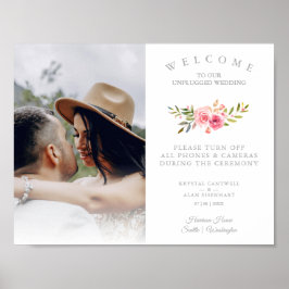 Roze Roses Garland Wedding Unplugged Ceremony Poster