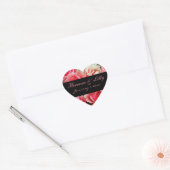 Roze Roses Gepersonaliseerd huwelijk Hart Sticker (Envelop)