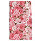 Roze Roses Gift Bag Klein Cadeauzakje (Achterkant)