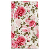 Roze Roses Gift Bag Klein Cadeauzakje (Achterkant)