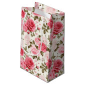 Roze Roses Gift Bag Klein Cadeauzakje (Achterkant Gekanteld)