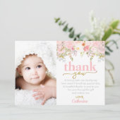 Roze Roses Girl Birthday Foto bedankt (Staand voorkant)