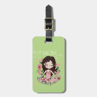 Roze Roses Girl houdt van Yoga Bagagelabel