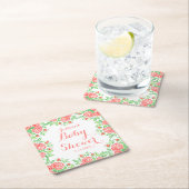 Roze Roses Girly Baby shower Kartonnen Onderzetters (Insitu)