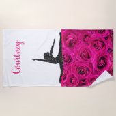 Roze Roses Glitter Gymnast Beach Towel Strandlaken (Voorkant)