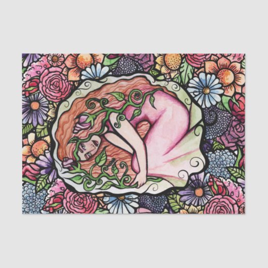 Roze Roses Goddess Tissuepapier (Voorkant)