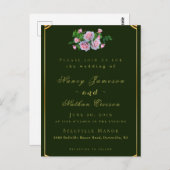 Roze Roses Gold Lettering Weddenschap Briefkaart (Voorkant / Achterkant)