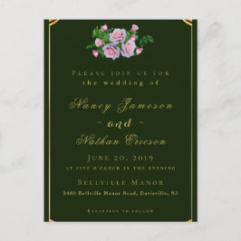 Roze Roses Gold Lettering Weddenschap Briefkaart