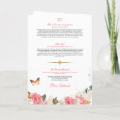Roze Roses Gold Tiara Butterfly Quinceanera Programma (Achterkant)