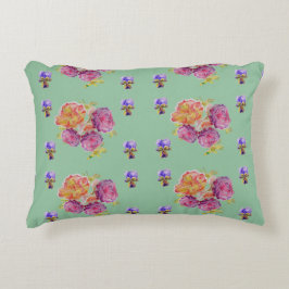 Roze Roses Green Shabby floral Decor Accent Kussen
