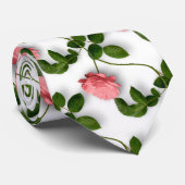 Roze Roses Green Stems Zonder naadloos patroon Stropdas (Opgerold)