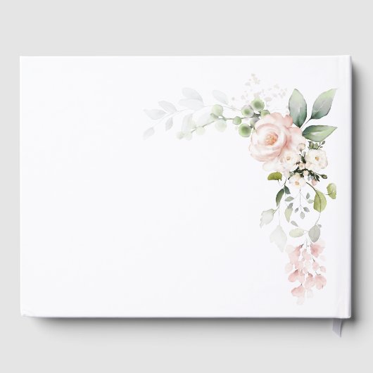 Roze Roses Greenery Foliage Baby shower Guest Book Gastenboek (Achterkant)