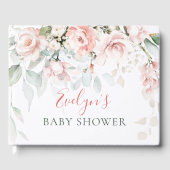 Roze Roses Greenery Foliage Baby shower Guest Book Gastenboek (Voorkant)