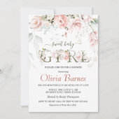 Roze Roses Greenery Foliage Baby shower Kaart (Voorkant)