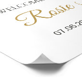 Roze Roses Greenery Foliage Baptisme-teken Poster (Hoek)