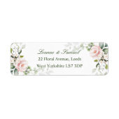 Roze Roses Greenery Foliage return address Label (Voorkant)