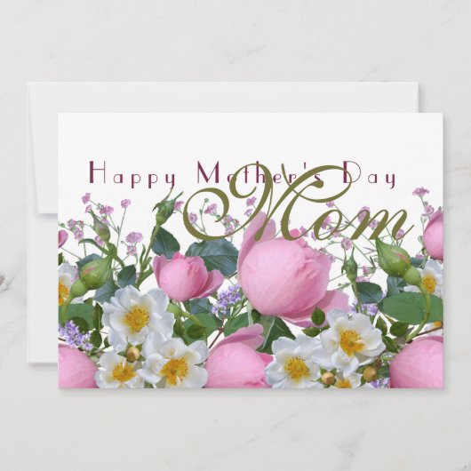 Roze Roses Happy Mothers Day Mkaart Kaart (Voorkant)