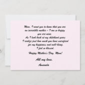 Roze Roses Happy Mothers Day Mkaart Kaart (Achterkant)