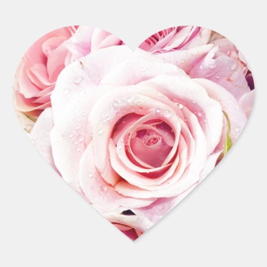 Roze Roses Heart Shape Envelope Sticker (Voorkant)