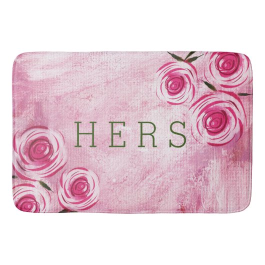 Roze Roses Hers Bath Mat (Voorkant)