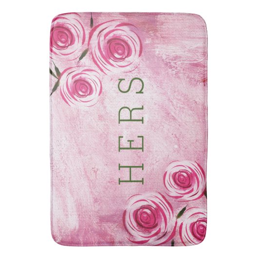 Roze Roses Hers Bath Mat (Voorkant Verticaal)
