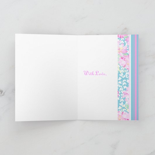 Roze Roses June Birthday Kaart for Grandma (Binnen)