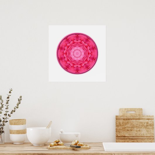 Roze Roses Kaleidoscope Poster (Keuken)