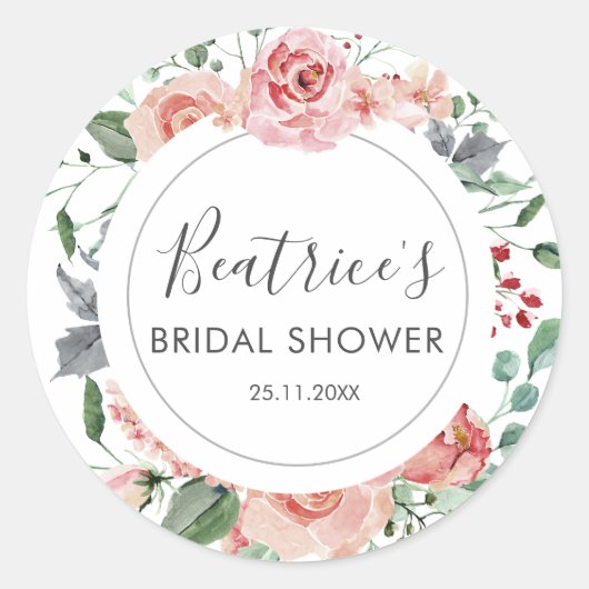 Roze Roses Krans Vrijgezellenfeest Dank je wel Fav Ronde Sticker (Voorkant)