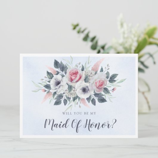 Roze Roses Light Blue zal je zijn als mijn vrouw. (Staand voorkant)